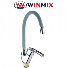 Смеситель для кухни Ухо Winmix YUB4-181 GRAY REFLECTOR рефлекторный серый гусак с силиконовым изливом, Польша Лубны