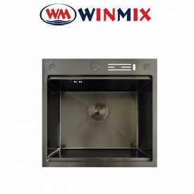 Кухонна мийка Winmix MH5050-SK Nano-Black зі сходинкою для сушарки та з підставкою під ножі, Графіт