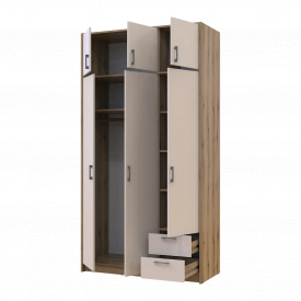 Шафа двостулкова для одягу на три двері зі штангою антрессолю ящиками Doros Ронді 2 ДСП короб Дуб Артизан 2360, Кашемір