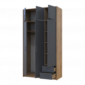 Шафа для одягу Doros Ронді тридверна розпашна 3ДСП графіт