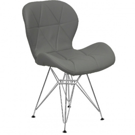 Стул Стар-S мягкое сидение серого цвета на ножках хромированных