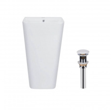 Раковина напольна моноблок Qtap Tern 440х380х830 мм White + Донний клапан PU02O