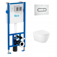 Комплект інсталяції Roca Duplo Nova WC з унітазом і кнопкою Duplo Nova Chrome (A89P420020+A34H688000)