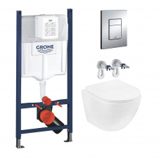 Інсталяція для унітазу Grohe Rapid SL 3 в 1 + Унітаз безобідковий Kroner Harz WHI523632 (3884966KH523632)
