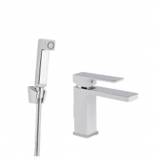 Змішувач для раковини Qtap Gemini з гігієнічним душем Chrome/White (QTGEM272CRW45691)