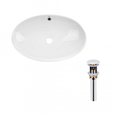 Раковина накладна овальна Qtap Dove White з донним клапаном PU02O (QT06113077WN47309) Кривий Ріг