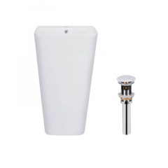 Раковина напольна моноблок Qtap Tern 440х380х830 мм White + Донний клапан PU02O Долина