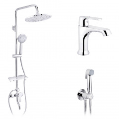 Набір 3 в 1 Kroner душова система Armada-C064K + змішувач Armada-C010 + змішувач Bidet-C082 Бучач