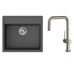 Мийка для кухні Hansgrohe S52 S520-F510 зі змішувачем Talis M54 чорний графіт-сталь (43359800) Кропива