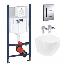 Інсталяція для унітазу Grohe Rapid SL 3 в 1 + Унітаз безобідковий Kroner Harz WHI523632 (3884966KH523632) Бровари