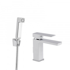 Змішувач для раковини Qtap Gemini з гігієнічним душем Chrome/White (QTGEM272CRW45691) Золотоноша