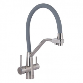 Змішувач для кухні Lidz Aria 020F3 Grey/Nickel (LDARI020F3GNK39211)