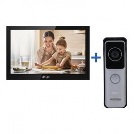 Комплект відеодомофона 10" Dahua DHI-VTH5341G-W + виклична панель DHI-VTO2311R-WP Premium Black (53563)