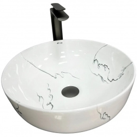 Раковина накладна VBI Bari S білий мармур VBI-011604