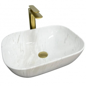 Раковина накладна VBI Ravenna білий мармур глянець VBI-011208