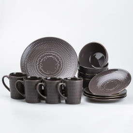 Столовый сервиз на 4 персоны керамический TS Kitchen Fantasy, мокко (HP20344)