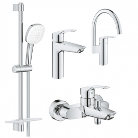 Набір змішувачів для ванни і кухні 4 в 1 Grohe Eurosmart хром (UA123248M3)