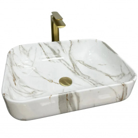Раковина накладна VBI Palermo білий мармур VBI-012302