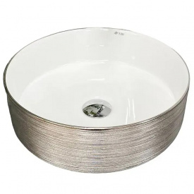 Раковина накладна VBI Prato білий/срібний VBI-011407