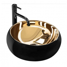 Раковина накладна Rea Luna Black Matt Gold золото/чорний (REA-U3306)