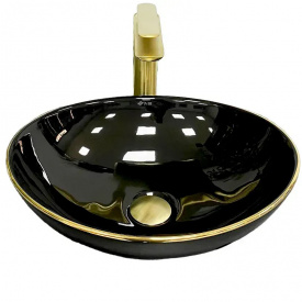 Раковина накладна VBI Parma чорний із золотом VBI-011012