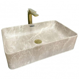 Раковина накладна VBI Arabba M бежевий камінь VBI-013504