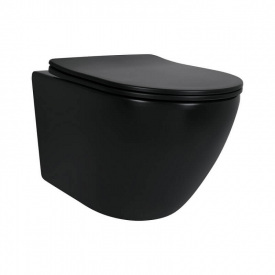 Комплект Qtap Robin Matt Black 2 в 1: унітаз підвісний Ultra Quiet QT13332381АSMB + біде підвісне QT1355046FMB