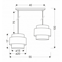 Люстра Candellux Twin 55x100 см Чорний (32-17888) Кременчук