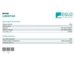 Люстра Eglo Libertad 18x18x110 см Бежево-чорний (EG99795) Веселе
