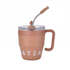 Термочашка з трубочкою та подвійним відкриванням YIWU Coffee & Tea 480 мл Коричневий (HP-14-23BR) Чернігів