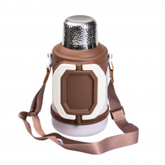Термос для туризму з фліп кришкою та складними ручками YIWU Vacuum Cup 1500 мл Коричневий (HP-14-21W) Київ