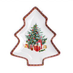 Блюдо сервірувальне YIWU Christmas 25.5x21 см Червоно-білий (HP-SD-1) Славута