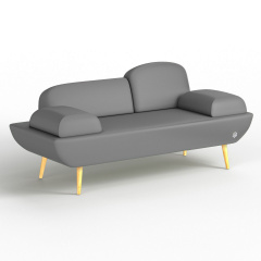 Двухместный диван KULIK SYSTEM LOFT Экокожа Целый Серый (hub_TZbr82192) Цумань