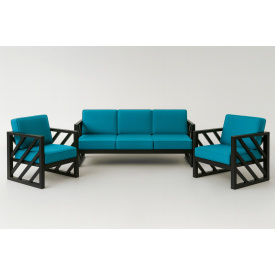 Комплект металевих меблів Tobi Sho Лаверо/S10 з 6 м'якими подушками рогожка Бірюзовий/16, 750х1600х700 мм