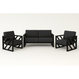 Комплект металевих меблів Tobi Sho Лаверо/S10 з м'якими подушками рогожка Темно-сірий/42, 750х1600х700 мм