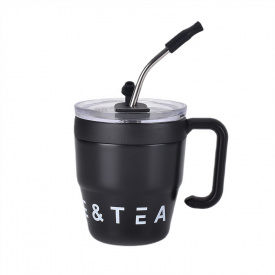 Термочашка з трубочкою та подвійним відкриванням YIWU Coffee & Tea 480 мл Чорний (HP-14-23B)