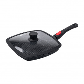 Сковорода-гриль алюмінієва з кришкою YIWU Haus Roland 1.5 л 25x25 см Чорний (HP33545)