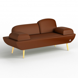 Двомісний диван KULIK SYSTEM LOFT Екошкіра Цілий Коричневий (hub_YJNM77803)