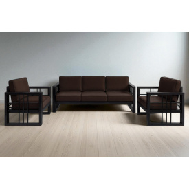 Комплект металлической мебели Tobi Sho Вердон/S12 с 6 подушками рогожка Коричневый/08, 750х1600х700 мм