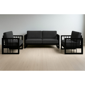 Комплект мягкой мебели Tobi Sho Вердон/S12 для дома, дачи, террасы, сада, офиса, велюр Черный/37, 750х1300х700 мм