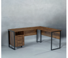 Стол угловой офисный Tobi Sho LOFT Volcano СУЛВ/3-1 с 3 ящиками столешница 18 мм, 1600х1400х750 Фаервуд