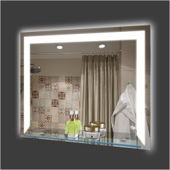 Зеркало Экватор с фронтальной и фоновой LED подсветкой DR-57 700х500х30 с полочкой Кременчуг