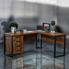 Стол угловой офисный Tobi Sho LOFT Volcano СУЛВ/2-1 с 4 ящиками столешница 18 мм, 1400х1200х750 Фаервуд Геническ