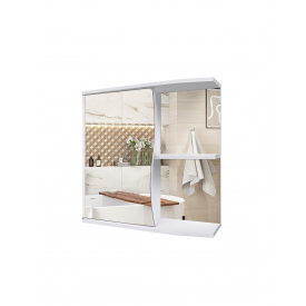 Зеркальный навесной шкаф в ванную комнату с открытыми полками TR4-60 600х600х175 мм