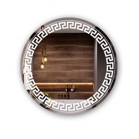 Зеркало круглое Экватор с LED подсветкой DR-69 800х800х30 орнамент