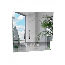 Навісна дзеркальна шафа "Економ" з відкритою полицею для ванної кімнати Tobi Sho ТS-85 600х600х130 мм