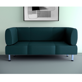 Диван офисный Tobi Sho Бенно-1 с подлокотниками и прямой ногой 1500х720х750 кожзам Морская волна 2215