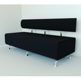 Диван офисный Tobi Sho Доран без подлокотников 1800x540x750, кожзам Черный 2230