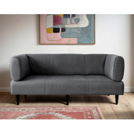 Диван із підлокітниками Tobi Sho Бенно-1 офісний з конусною ногою 1800х720х750 велюр Emilia 95 DARK GREY