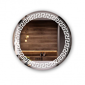 Зеркало круглое Экватор с LED подсветкой DR-69 950х950х30 орнамент